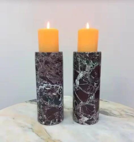 Marble pillar candle holders