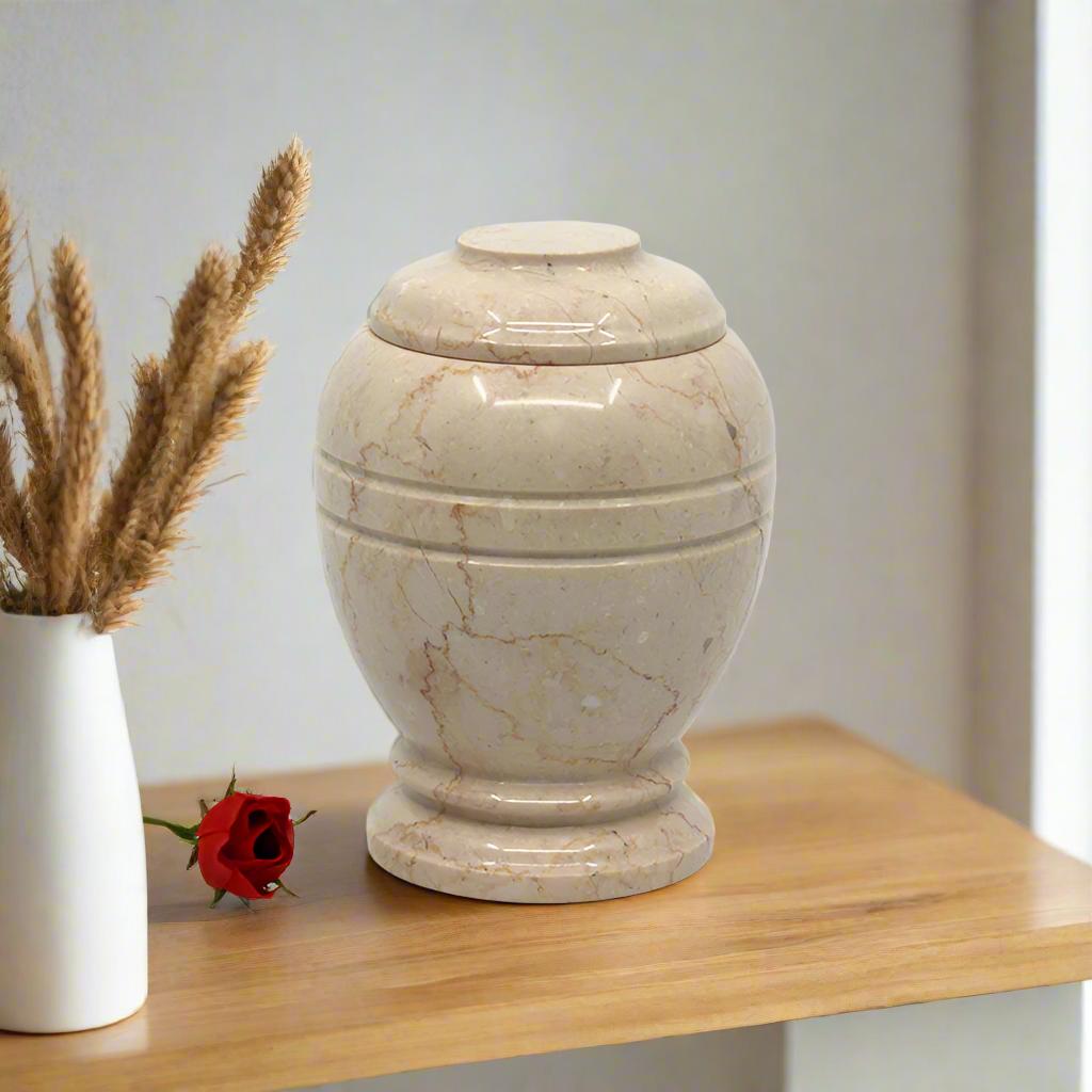 Natural marble cremation urn